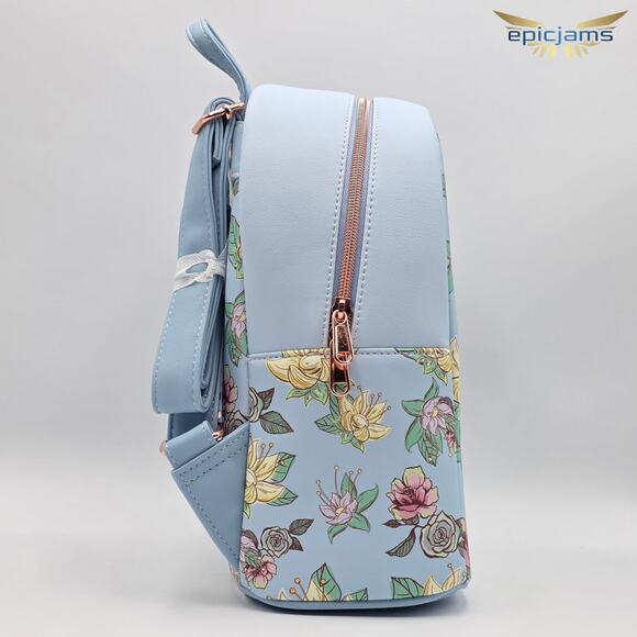 Loungefly Disney The Princess And The Frog Tiana Blue Floral Mini Backpack Bag - Picture 4 of 7